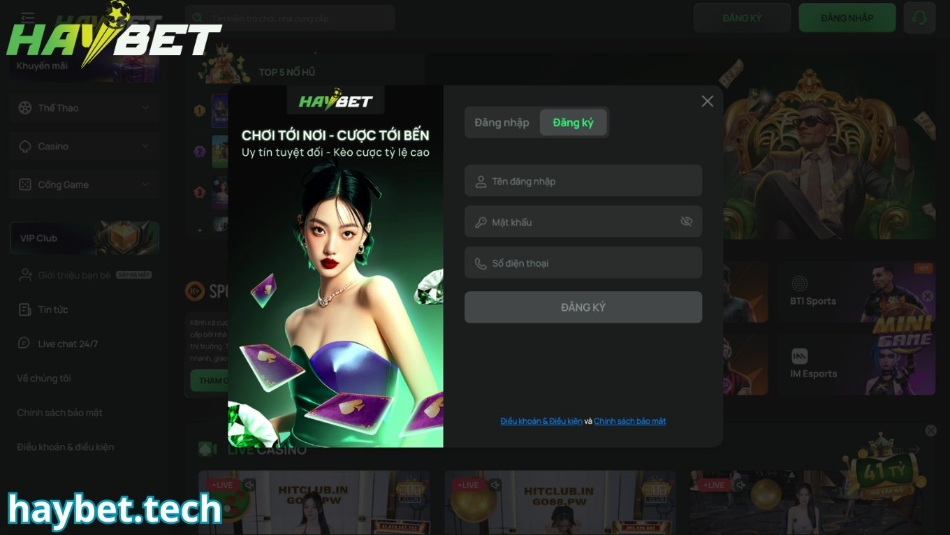 Các bước đăng ký HAYBET chi tiết