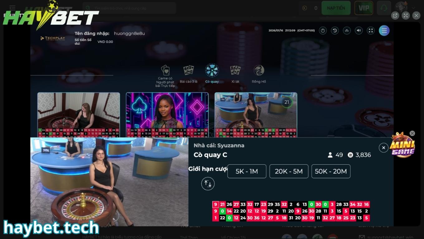 Các bước đặt cược live casino HAYBET