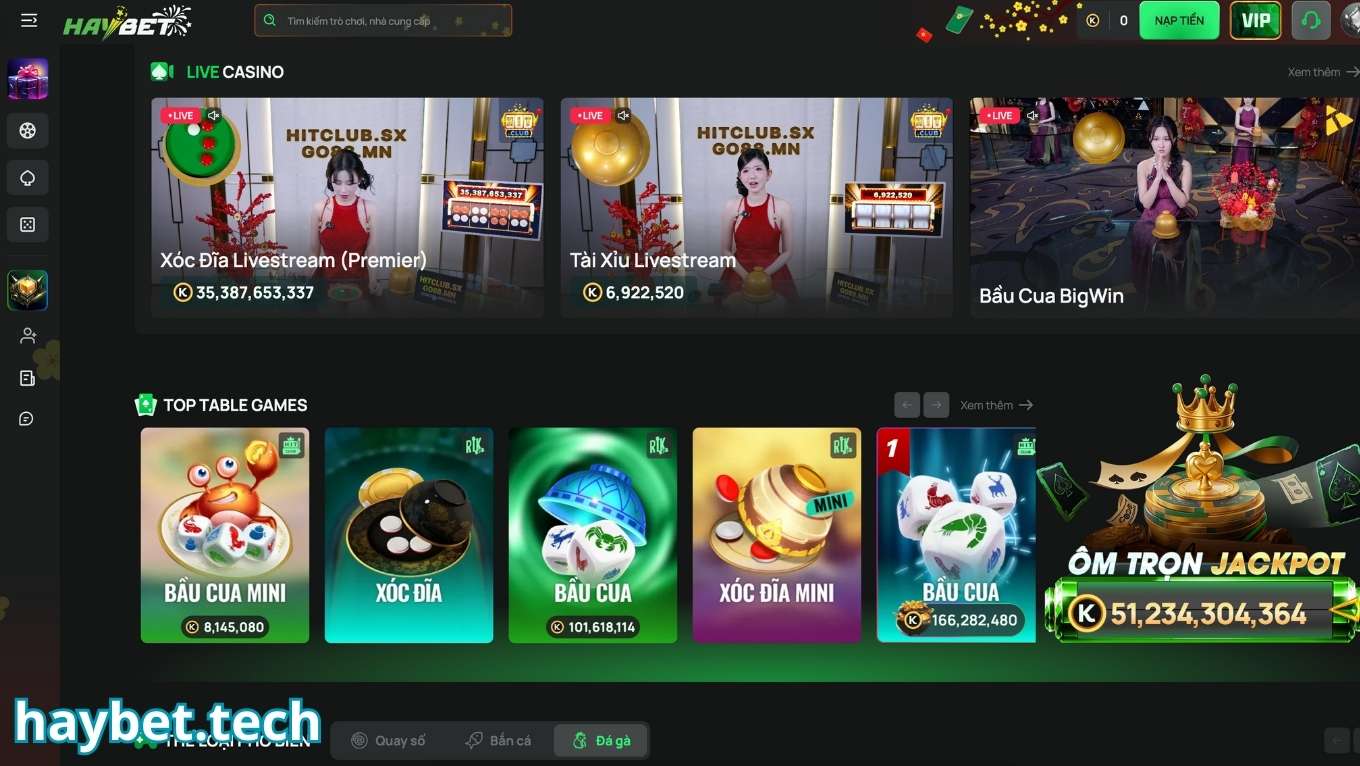 Các sảnh cược được yêu thích tại HAYBET