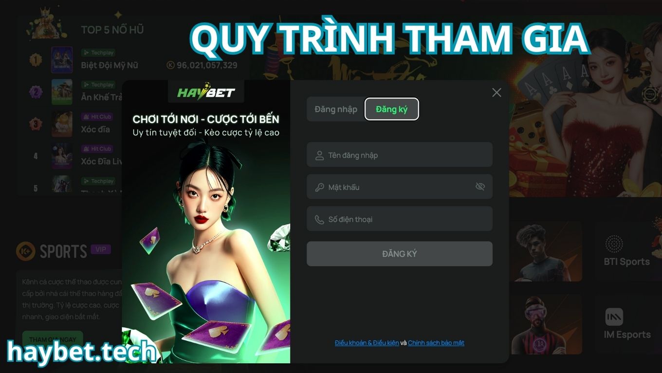 Quy trình tham gia trải nghiệm tại HAYBET