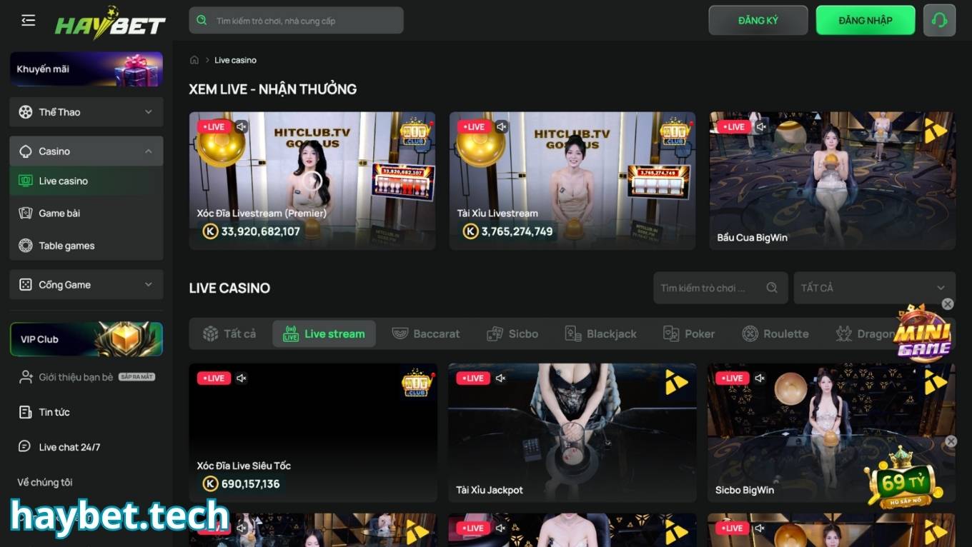 Ưu điểm nổi bật của sảnh live casino HAYBET